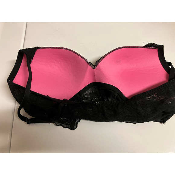 PINK by Victoria’s Secret Black Lace Bralette size L Lacy Padded  Underwire - Picture 7 of 9